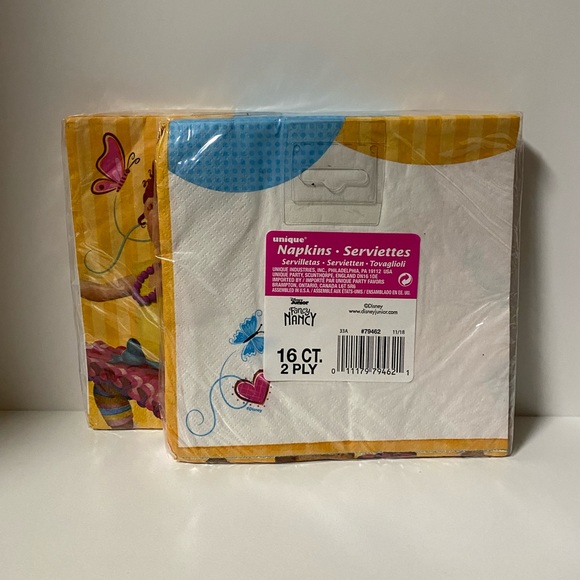 Fancy Nancy Disney Junior Unique Party Napkins Happy Birthday Bundle Set of 2 - Picture 3 of 3